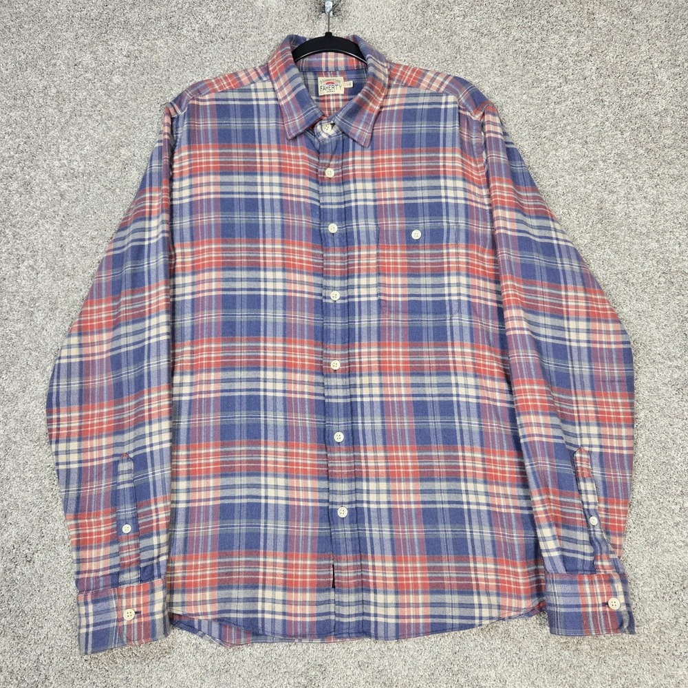 Faherty Shirt Mens Large The Movement Flannel blue red plaid